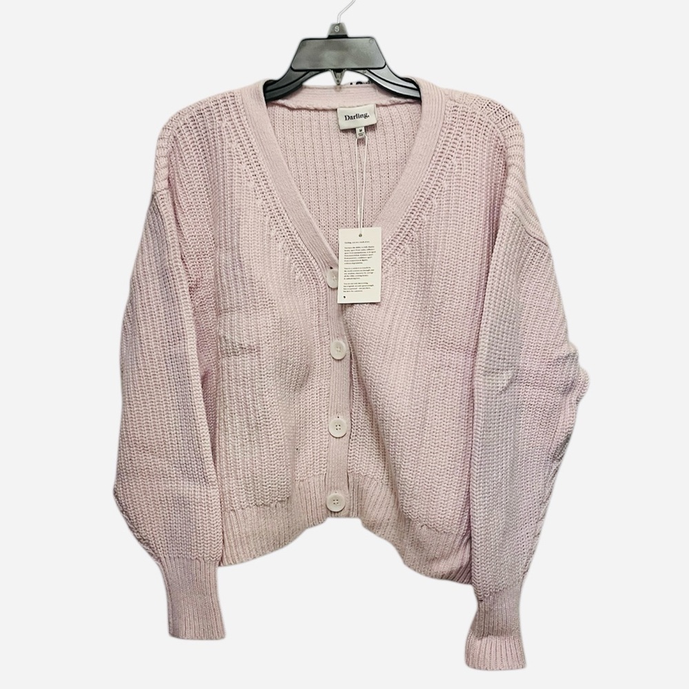 Darling Lilac Cardigan Sweater with Balloon Sleeves